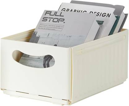 HOUSE OF QUIRK Plastic Retractable Plastic Storage Bins w/Handles, Expandable Stackable Organization Storage Basket