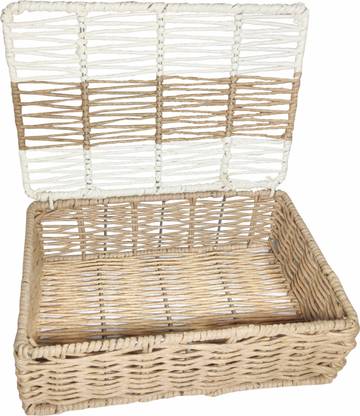 Haxola Paper, Iron andmade Paper woven Jewellery Rectangular Box for organizer gift hamper gifting Storage Basket