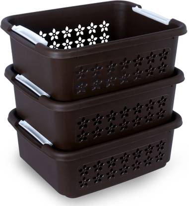 Flipkart SmartBuy Plastic 3 Pc Big Size Multi Storage Box Home Kitchen Storage Basket Stackable,Nestable Storage Basket