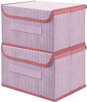 DIVINE Nylon Drawer Storage Box | Zig Zag Dhakkan | Non-Woven Clothes Organizer For Toys Storage Basket
