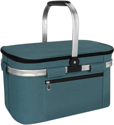 Deoxys Aluminium Foldable Insulated Picnic Basket with lid 32L Extra Large Insulated Bag Storage Basket