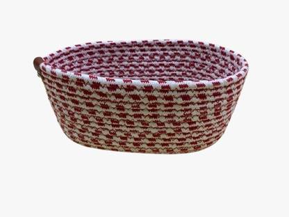 DDB Jute Cotton Rectangular Multipurpose Red Bowl/Basket Storage Basket