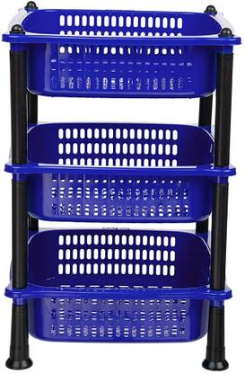 VM BOND 3 Layer Square Basket Plastic Fruit & Vegetable Basket