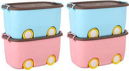 DEEP ENTERPRISE Plastic Handle and wheelsstorage box,kids toy storage Box,container,multi color Storage Basket