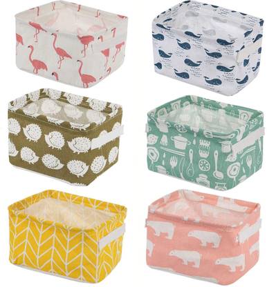 SHARUJA Polypropylene Multipurpose Storage Box Small Canvas Fabric Organizer Baskets for Organizing Storage Basket