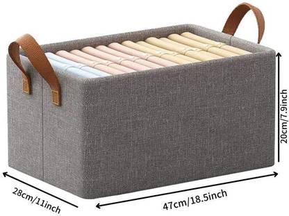 MAITRI ENTERPRISE Polyester Clothes Organiser for Wardrobe 26Liter Box for Clothes Foldable Steel Frame M76 Storage Basket