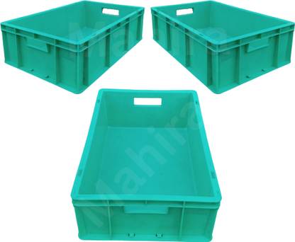 Singhal Pack of 3 Multipurpose Plastic Storage Crate 500x325x150 MM Basket Bin Crates Storage Box
