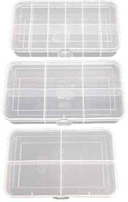 SHD COLLECTIONS Rectangular Plastic Storage Box with dividers 4/6/12 Grids - Pack of 3 Boxes Storage Box