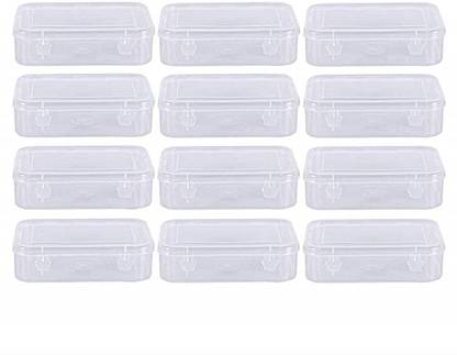 NAVMAV 12pcSmall Container With Lid And Lock For Multipurpose Transparent Plastic Storage Box