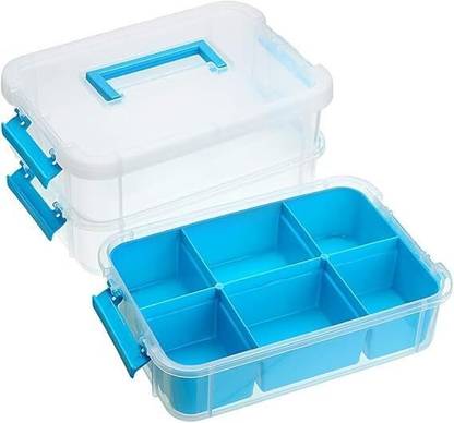 MOOZICO 3 Layer Plastic Storage Containers with Lids Multipurpose Clear Stack Carry Box Storage Box