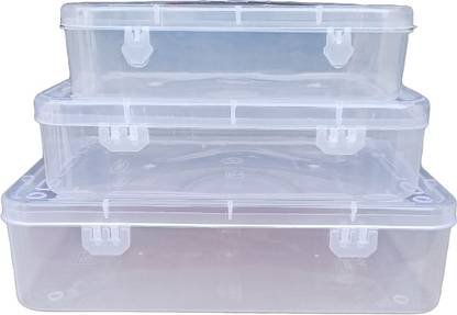 GREATERE BUYBEST COMBO PACK OF 3 MULTIPURPOSE PLASTIC STORAGE BOX WITH LOCK - TRANSPARENT Storage Box