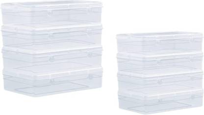 Eos Transparent Plastic Storage Box Organizer Rectangle Medium Size Multipurpose Storage Box  (Clear)