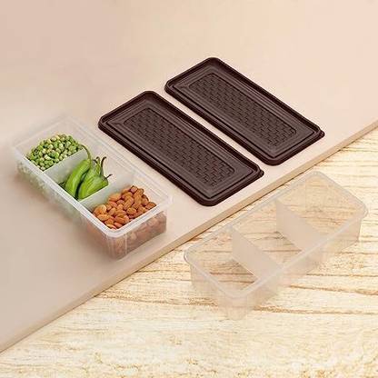 PRIMECART 3 Partition Fridge Storage container Boxes Organizer Storage Box