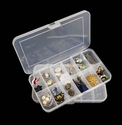 Sonal - Click 12 Grids Transparent Multipurpose Storage Case Container Box (Pack of 2) Storage Box