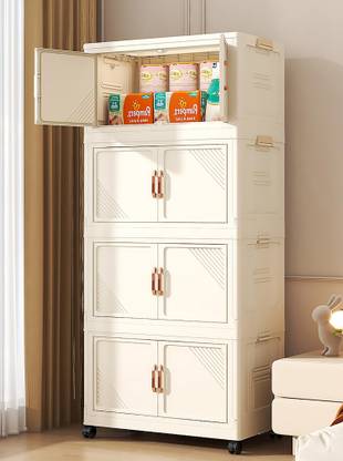 HOUSE OF QUIRK 4 Layer 45cm Plastic Storage Bins for Closet Organizers with Open Front Door Storage Box