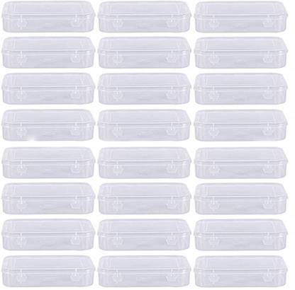 NAVMAV 24 Pieces Clear Plastic Rectangular Box Set Multipurpose Transparent Container Storage Box