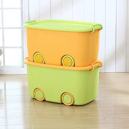 PARASNATH Rolling Storage Container Box Set of 2 - 45 Litre each Super Large With Wheels Storage Box