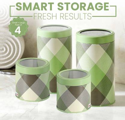 JARSOME Airtight Kitchen Container Set for Spices, Cookies, Dals - 650 ML Tin Jars/pc Storage Box