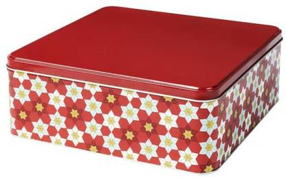 dynamics IKEA, VINTERFINT Tin with lid, floral pattern red, Storage Box