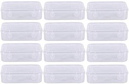 PMW Multipurpose Plastic Transparent Storage Boxes- Pack of 12 (Small, 11, Square) Storage Box