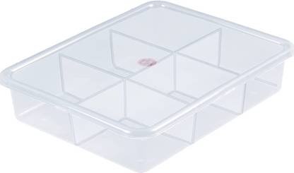 NPS MATERIAL - ABS Plastic, COLOR - TRANSPARENT CLEAR, PARTITION - 6 Grid Storage Box