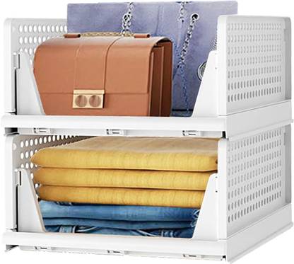 Aditya Polymers Wardrobe Organizer - Foldable and Stackable - 2 Piece (Large) Storage Box