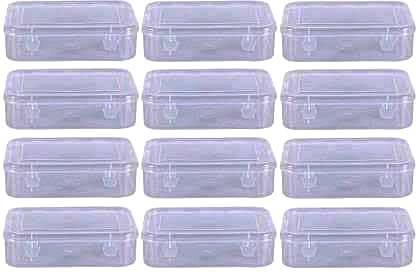 Pranavi Mini Plastic Clear jewellery Box with Lock lid 100 ml (Pack Of 12) Storage Box