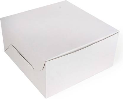 LINE 'N' CURVES Plain White Cake Box, 2 Pond Cake, Corrugated Cake Box, 10x10x5 inches (Set Of 25) Storage Box