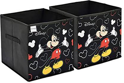 HOMESTIC Disney Mickey Mouse Print Storage Cube Box With Handle (Black) Storage Box