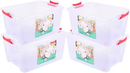 Aristo 4Pc Transparent, Storage Box For Multipurpose Items Like Clothing, Toys,Tools, Storage Box