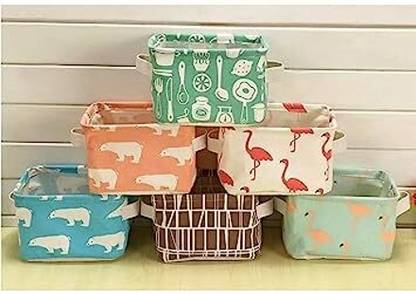BBD Kitchen Shop Foldable Mini Storage Basket 6 Pack Canvas Storage Small Containers with Handle Storage Box