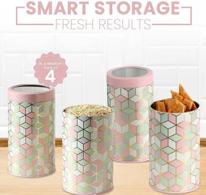 JARSOME Maroc Airtight Kitchen Container Set, Tin Storage Canisters - 1125 ML/pc Storage Box