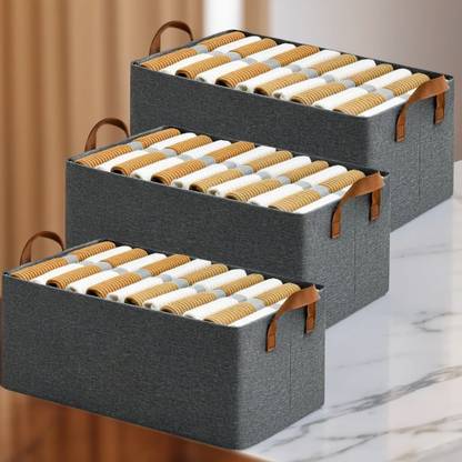 NESTIFY PACK OF 3 Foldable 26L Clothes Organizer Storage Box with Handles Storage Box