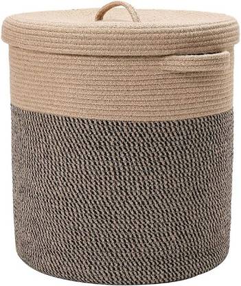 Assuja Storage Organizer Cotton Mini Rope Laundry Basket with lid Cloth Storage Box