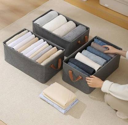 Uratech Collapsible Fabric Storage Cubes Organizer with Handles Foldable Baskets Set 1 Storage Box