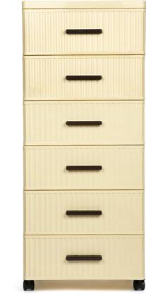 HOUSE OF QUIRK 6 Layer Plastic Storage Cabinet with Wheels -35D x 26W x 83H Cm Storage Box