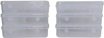 Shivarth Transparent Small Containers Plastic Clear Boxes with Lock Lip Multipurpose 6pcs Storage Box