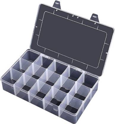 jpdsrn 15 Grids Clear Plastic Storage Box with Adjustable Dividers rate_123 Storage Box