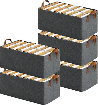 GripIt Foldable Storage Organizer Box Grey (Pack of 5) Storage Box