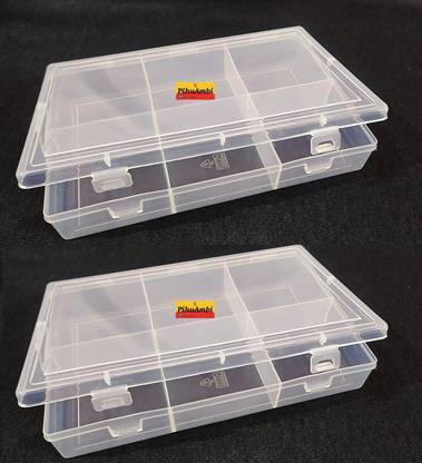 PIHUAMBI Transparent Plastic Storage boxes for Medicine Jewellery Dry Fruit (SET OF 2) Storage Box