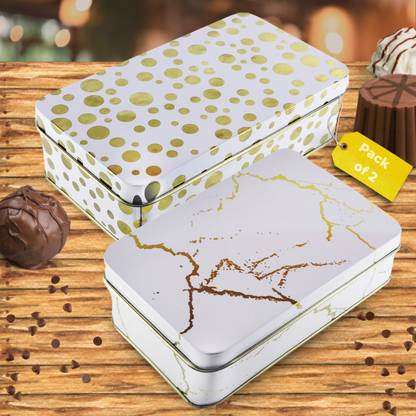 OYTRA Mini Marble Style Tin Box Small Container Storage Case for kids,multipurpose box Storage Box