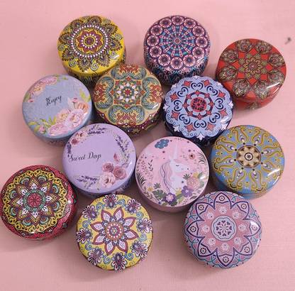 Tera13 Cartoon Tin Box For Girls, Small Tins Round Containers Storage Box