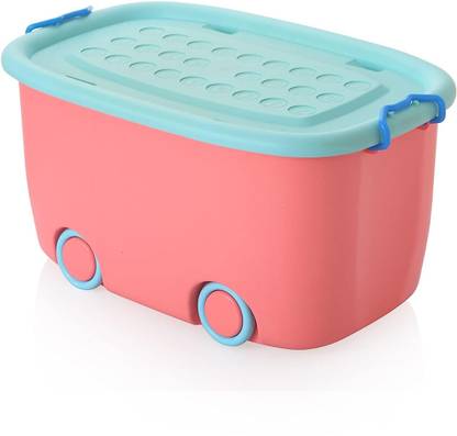 AJAAQI Rolling Storage (PinkBlue Colour) Container Box 45 Litre Super Large With Wheels Storage Box
