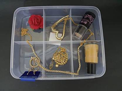 V_GADGETS Highly Durable 6 Grid Box Storage Organizer (Transparent, Standard) Storage Box