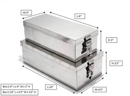 JOWEL Storage Box Stainless Steel - Set of 2 pieces - 8", 10" Long Storage Box