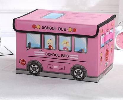 BLENZZA DECO Kids School Bus/Sitting Stool/Storage Box/Playing Toy Storage Box