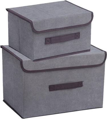 POXEFLIP Foldable Storage Bins 2 Pack Storage Boxes with Lids and Handles Storage Box