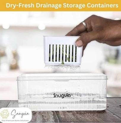 Ritesh 4-in-1 Fridge Storage Box with Airtight Lids, Divided123 Storage Box