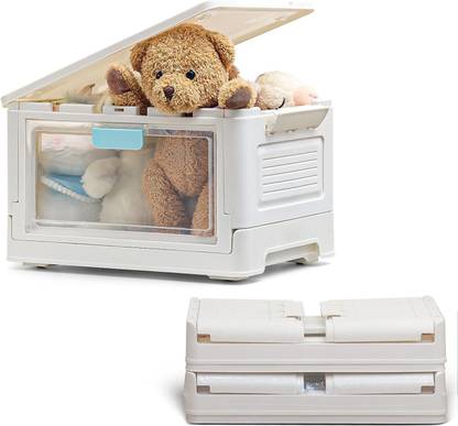 HomeCloud Foldable Storage Bins with Lid and Clear Door Plastic Collapsible Storage Box Storage Box