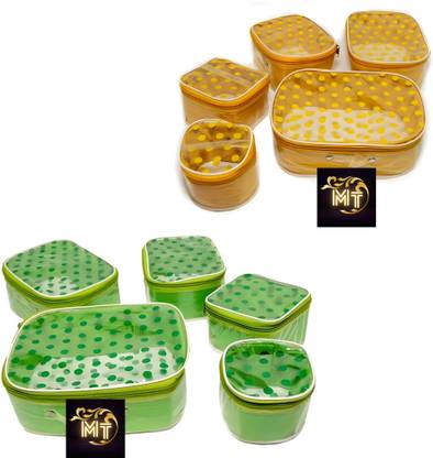 MTBOX Dot Green+Yellow 5+5Pcs combo Vanity bag Storage Box